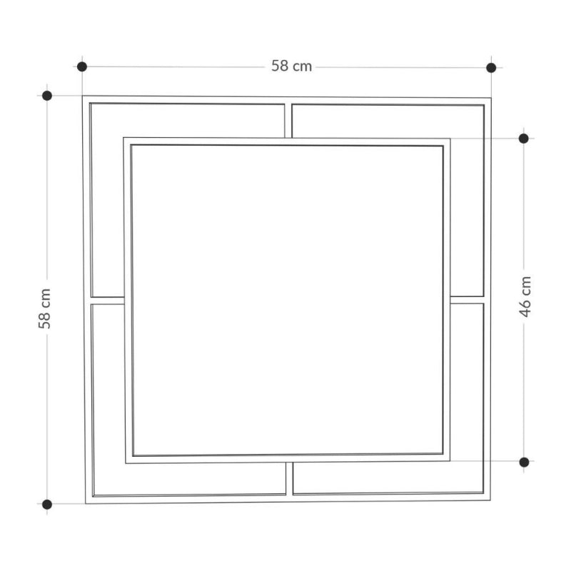 Specchio quadrato Corner con doppia cornice in metallo nero