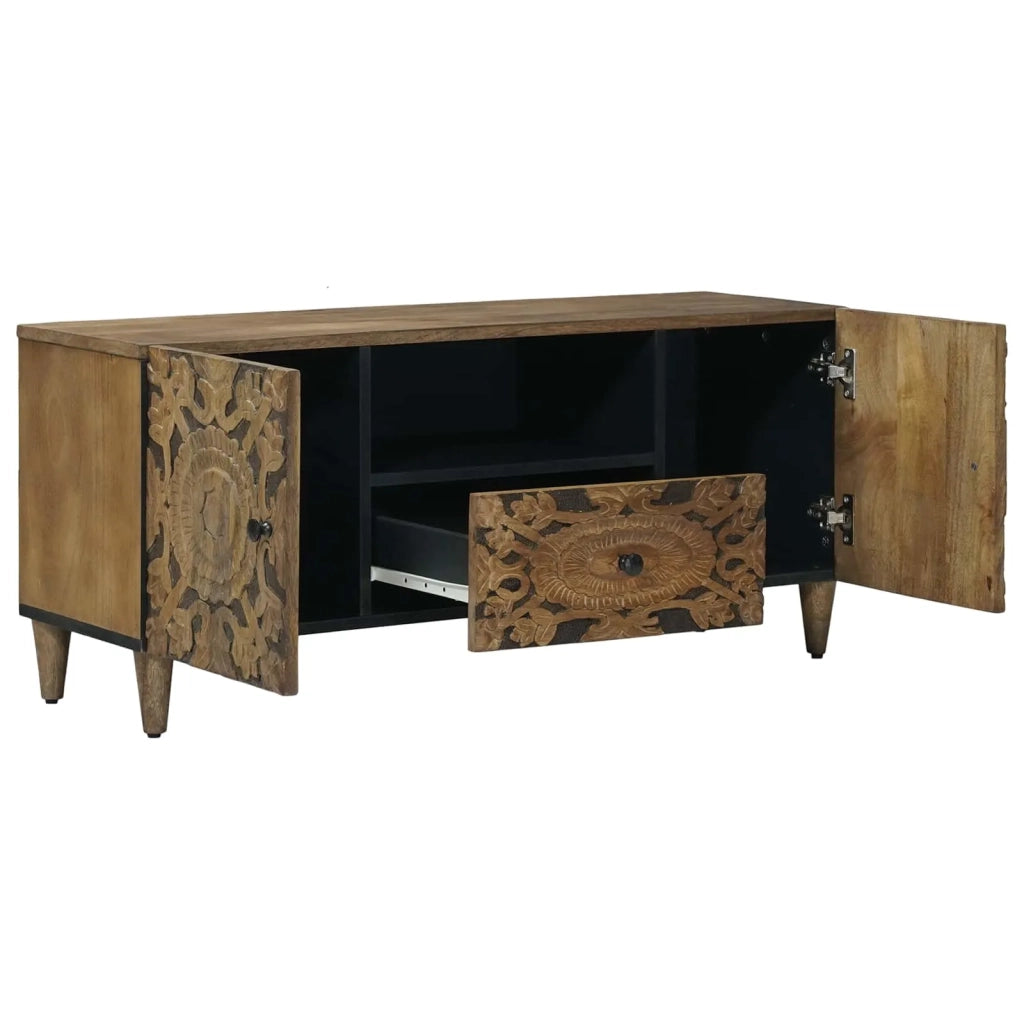 Mobile TV Marrone 105 x 33,5 x 46 cm Legno di mango massello