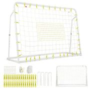 Porta da calcio per esterni 187 x 60 x 102-122,5 cm angolazione regolabile 2 in 1 robusto telaio in metallo bianco 20_0010952