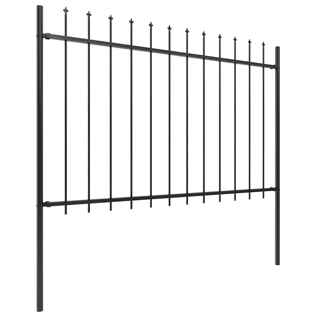 Recinzione da Giardino con Punta a Lancia in Acciaio 1339x120 cm Nero 277627