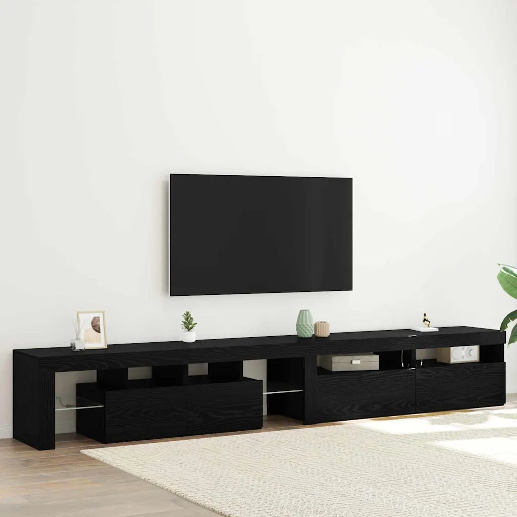 Mobile TV 3 pz | Armadietto TV | Mobile Porta TV Rovere Nero 260 x 37 x 40 cm Legno multistrato
