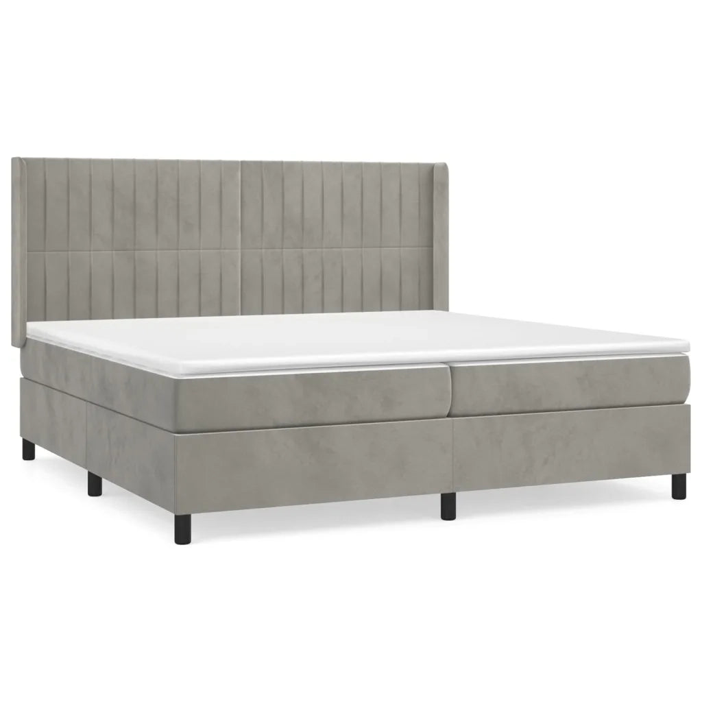 Giroletto a Molle con Materasso Grigio Chiaro 200x200cm Velluto cod mxl 61656
