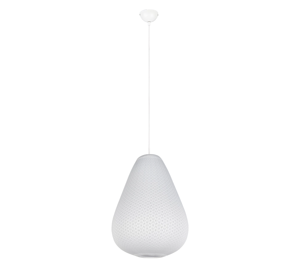 Lampada a sospensione, tessuto e metallo, bianco, D 35 cm, Janine