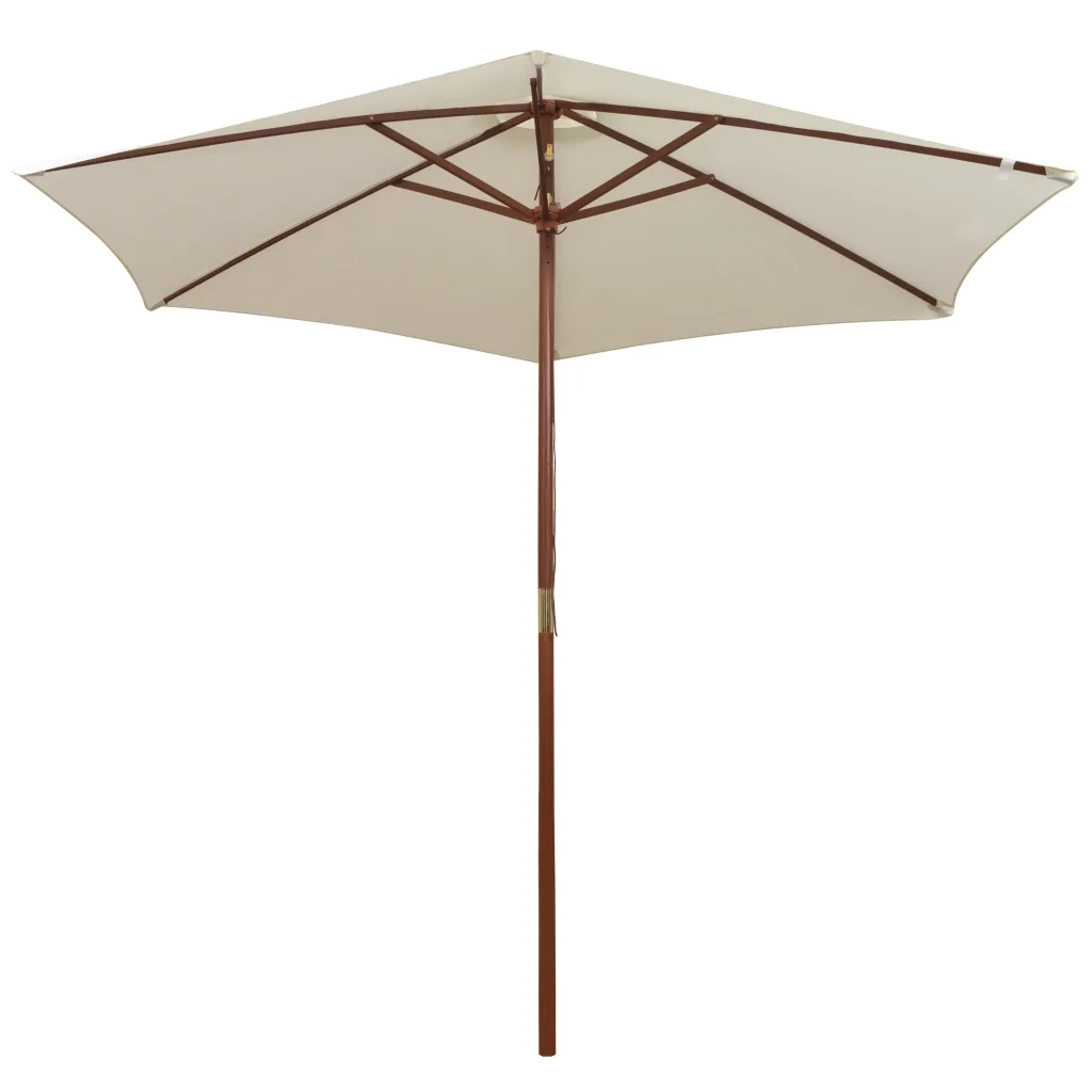 Ombrellone-Ombrello da giardino 270x270 cm Palo in Legno Bianco Crema