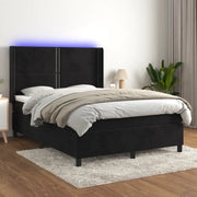 Letto a Molle con Materasso e LED Nero 140x190 cm in Velluto 3139501