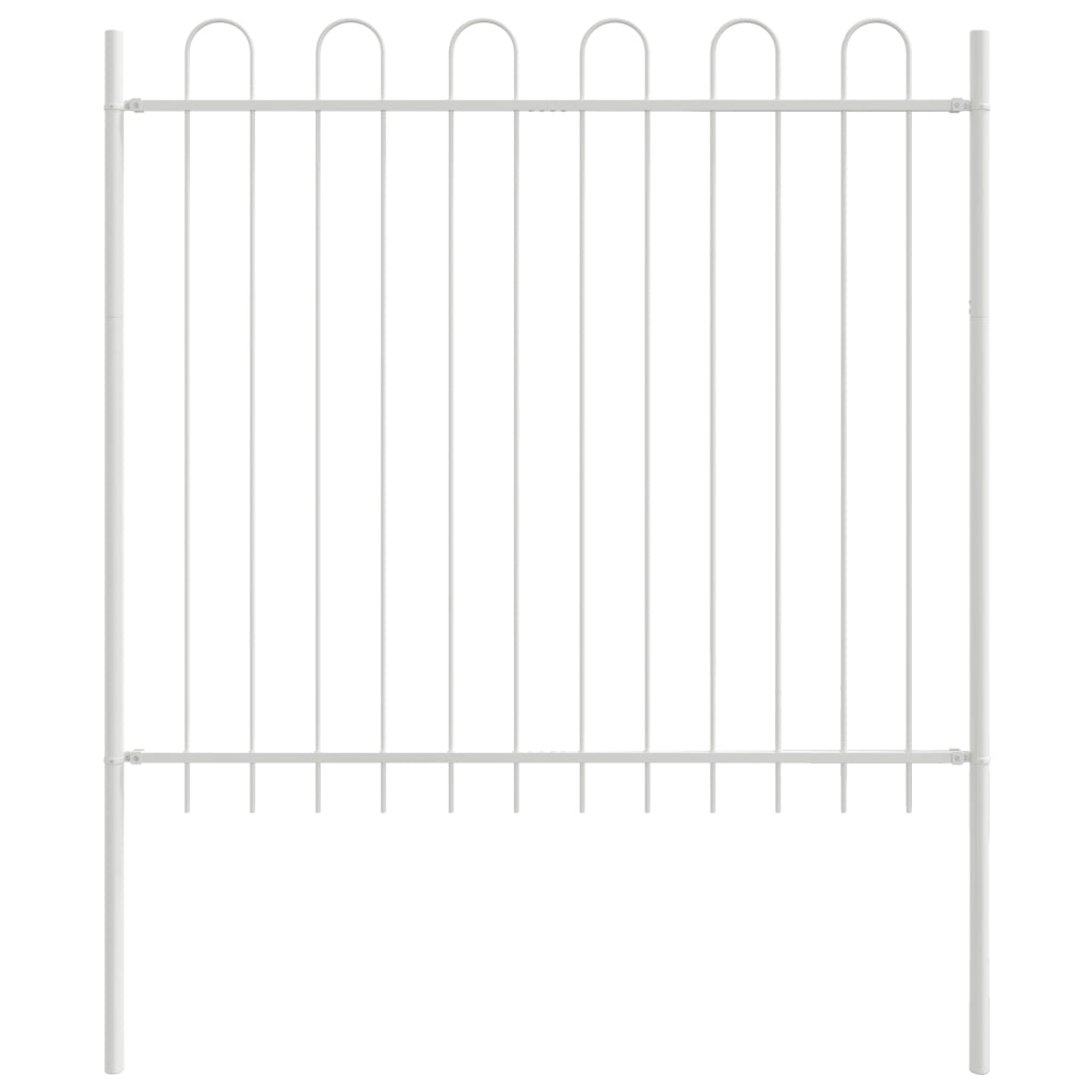 Recinzione da Giardino con Parte Superiore ad Arco Bianca 3,4x1,5 m in Acciaio