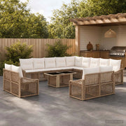 Set Divano da Giardino 14 pz Beige e Bianco Crema polyrattan 3437337