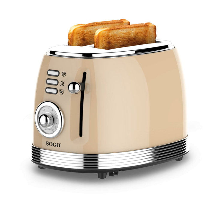 SOGO Eternal Retro Toaster 2-Slice, 850W, Metallic Beige Finish - Retro Style