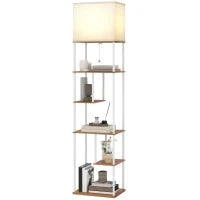 Lampada da Terra con Ripiani Temperature di Colore Regolabili 3000K-6500K Telecomando Lampadina E27 Legno naturale