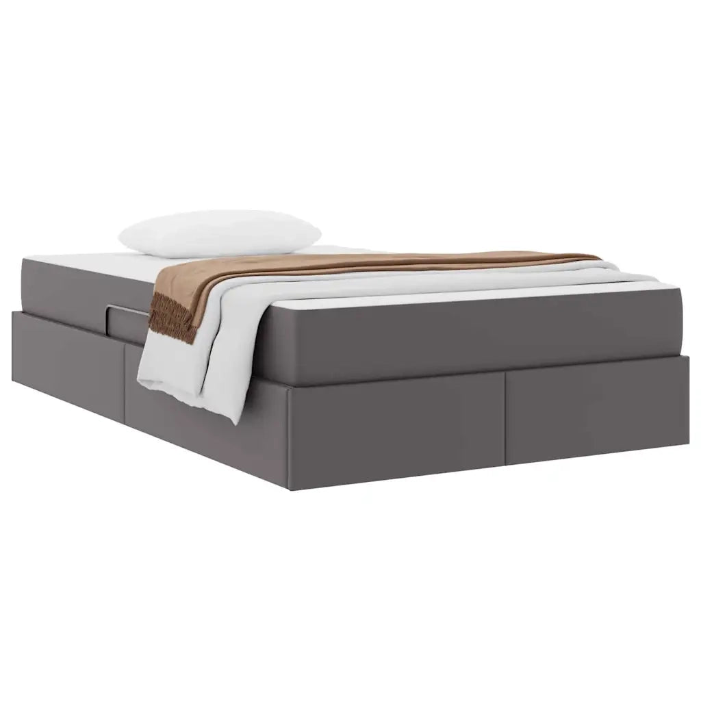 Letto con contenitore e materasso 2 pcs Grigio Pelle