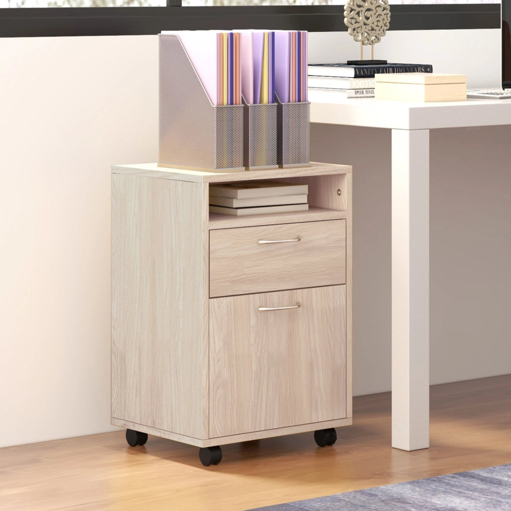 Cassettiera da Ufficio ¨C Zephmum ¨C Rovere Legno e Metallo 40x35x60 cm