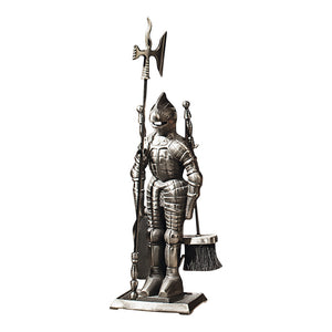 Set Camino 4 Pezzi 53x20 cm Scopino Paletta Attizzatoio e Pinza con Supporto Cavaler Bronzo