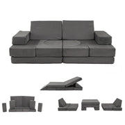 Set di 12 accessori per divani componibili per bambini 85 x 65 x 60 cm comfort ottimale per giocare e rilassarsi in velluto grigio scuro 20_0017094