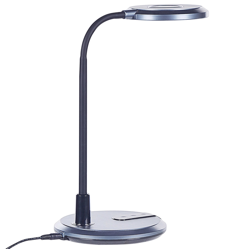 Lampada da ufficio LED nero argento materiale sintetico e braccio regolabile 43 cm ufficio cameretta soggiorno