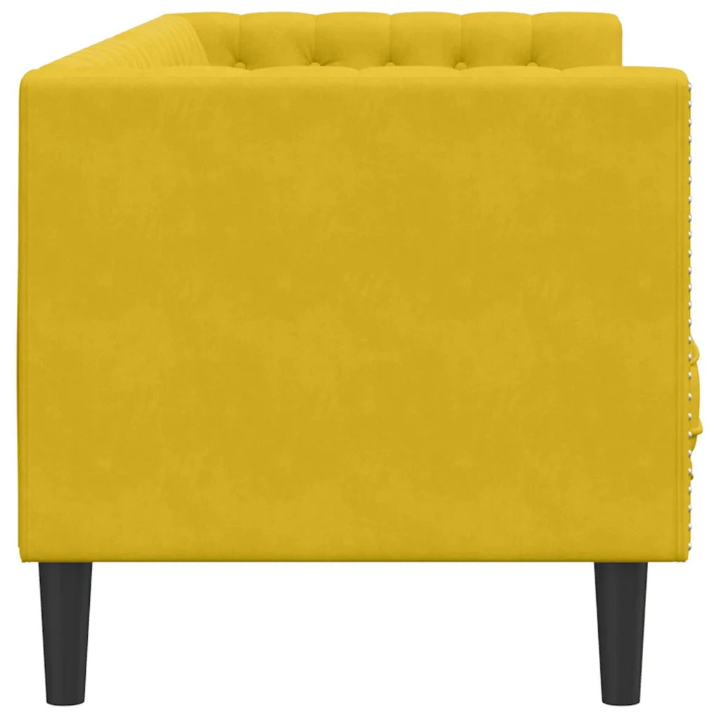 Divano | Divano da soggiorno | Sofa Chesterfield con Rinforzi 3 Posti Giallo in Velluto