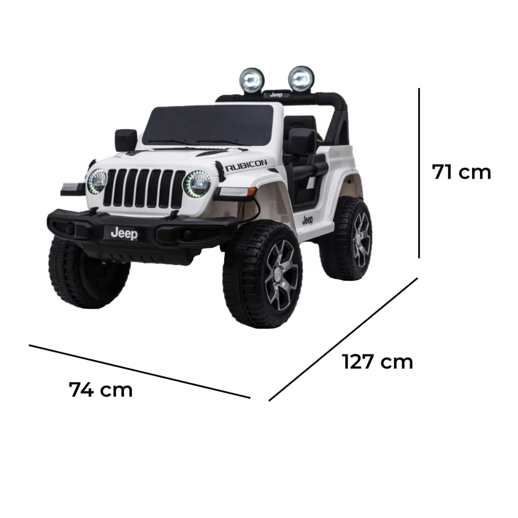 Macchina Elettrica per Bambini Fuoristrada Jeep Wrangler Rubicon 12V con Telecomando Bianco