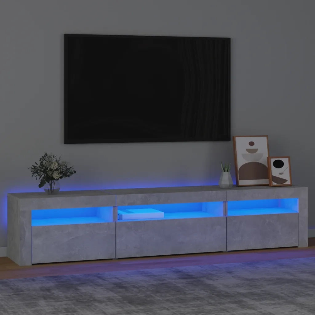 Mobile TV | Armadietto TV | Mobile Porta TV con Luci LED Grigio Cemento 195x35x40 cm