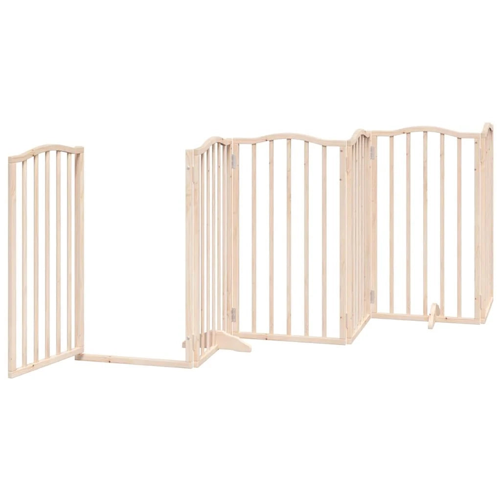 Cancelletto di sicurezza per animali domestici porta pieghevole 15 pannelli legno di pioppo marrone 02_0023194