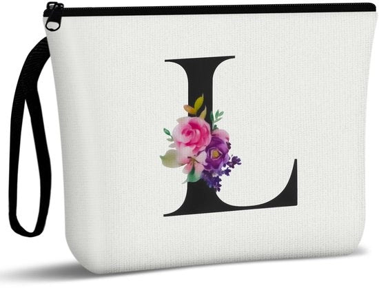 Gepersonalizzata make-up tas, organizzatore di cosmetici per viaggio, borsa cosmetica con tela di stoffa, regalo perfetto per madre e migliore amica, borsa cosmetica per sposa e damigella, L, 24*18*1.5cm