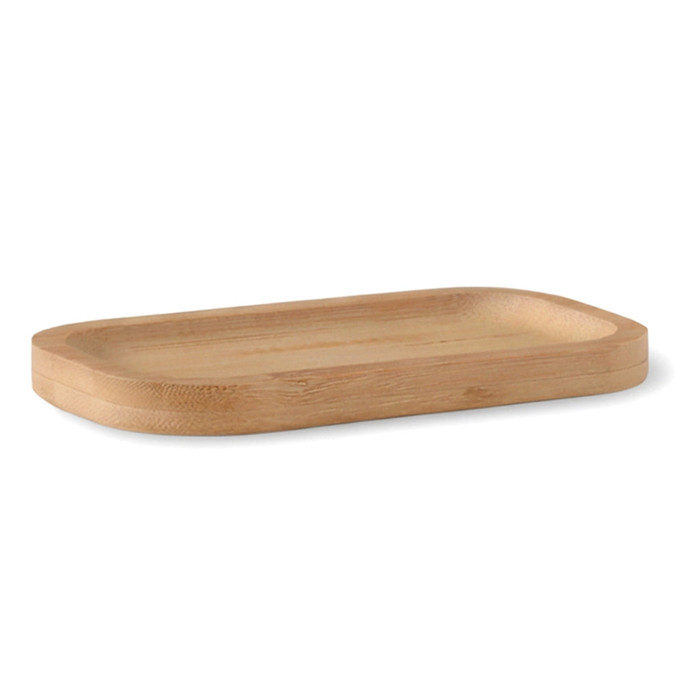 Set accessori bagno 3 pz verde acqua con vassoio in bambu Taki