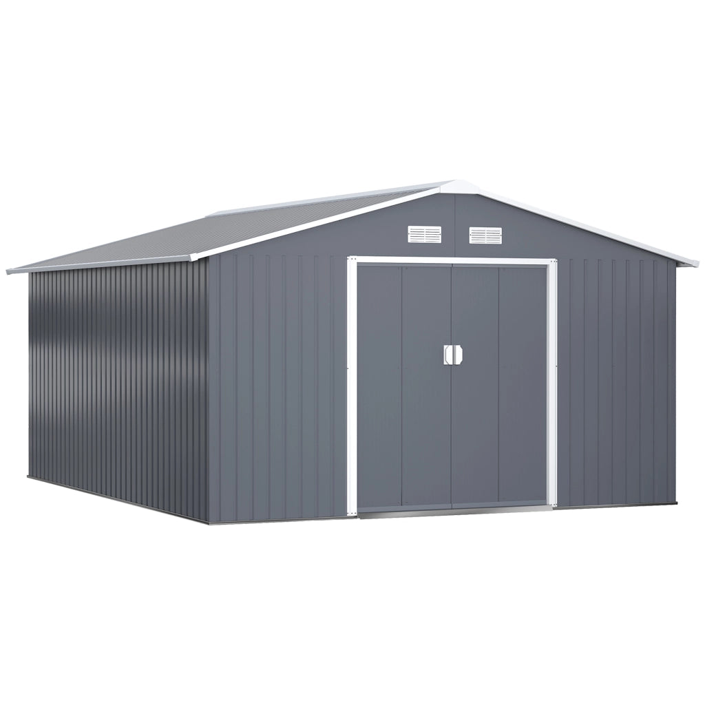 CASA ATTREZZI con fondazione 340x386x200 cm acciaio grigio