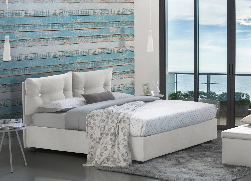 Arieta, Letto Piazza e Mezza Materasso Incluso Made in Italy, Bianco
