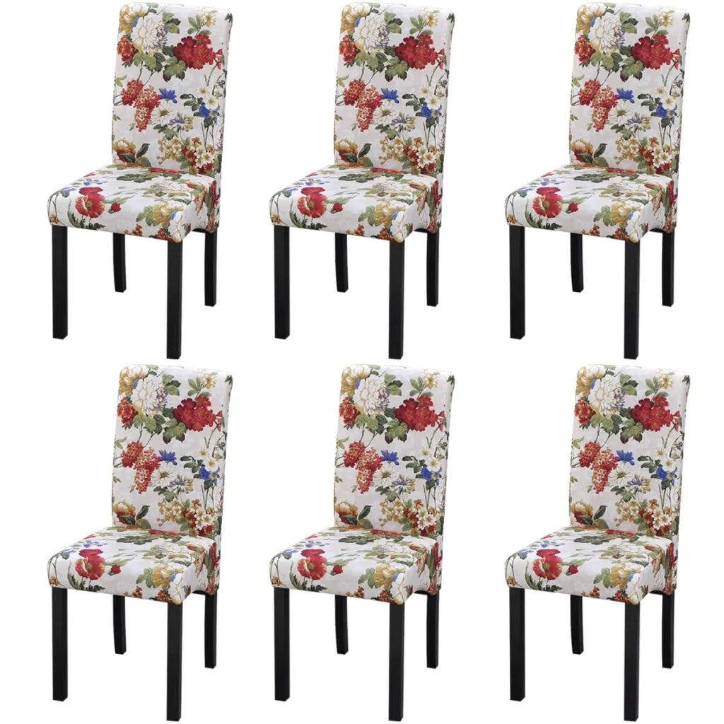 Sedie da Pranzo 6 pz in Tessuto Multicolore