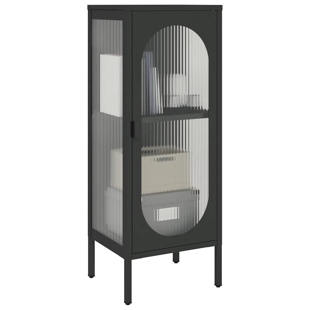 Credenza Nera 40x35x105 cm Vetro e Acciaio 352999