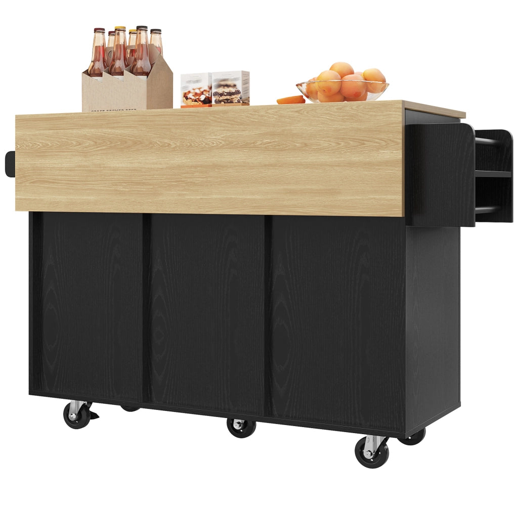 Isola cucina 110x46x90;5 cm pieghevole; in MDF e metallo; nero