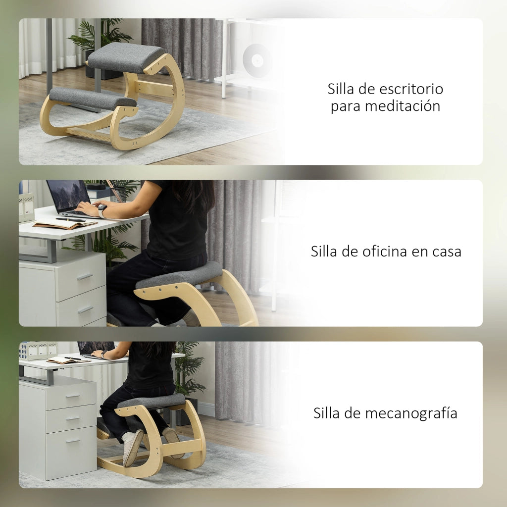 Sedia Ergonomica da Ginocchio ¨C zephmum ¨C Legno Grigio 55x85x55
