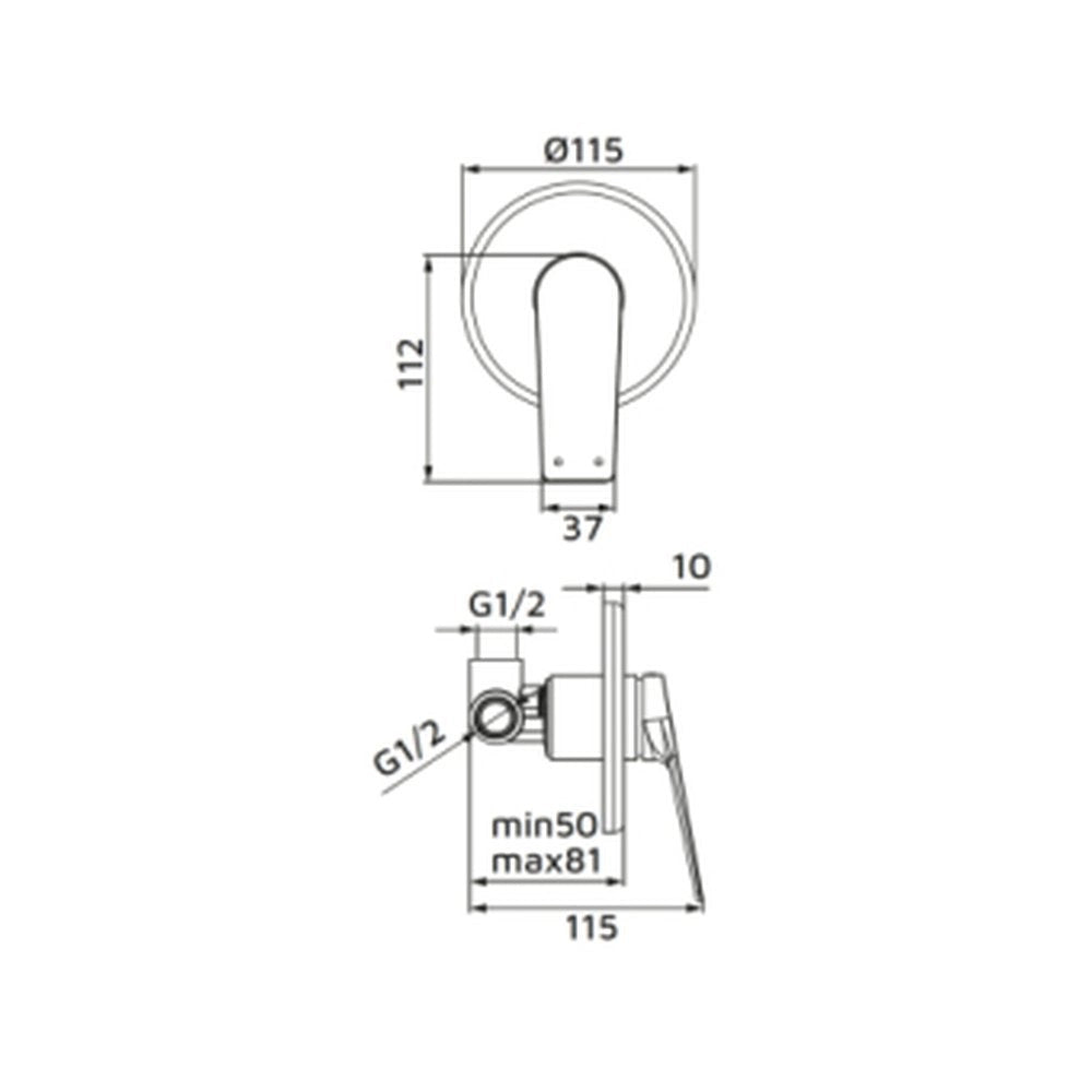 Miscelatore Incasso Doccia Dynamic Gungrey Ø 35 mm | Idro-Bric
