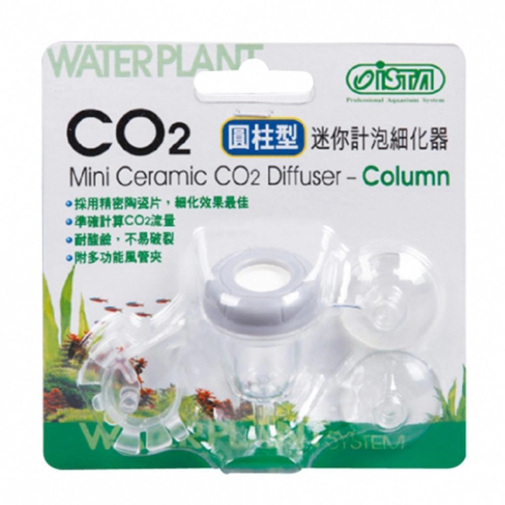 Ista Mini Ceramic CO2 Diffuser Column - diffusore-contabolle in acrilico con ventosa e fermatubo