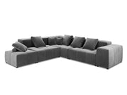 Cosmopolitan Design - Divano angolare modulare reversibile "Rome" 7 posti in velluto grigio 