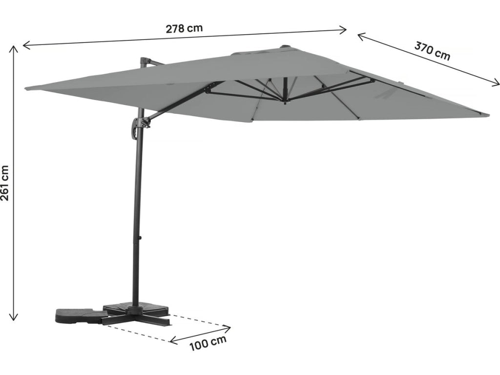 Ombrellone da giardino a sbalzo in alluminio "Sky 4" - 3 x 4 m - Grigio