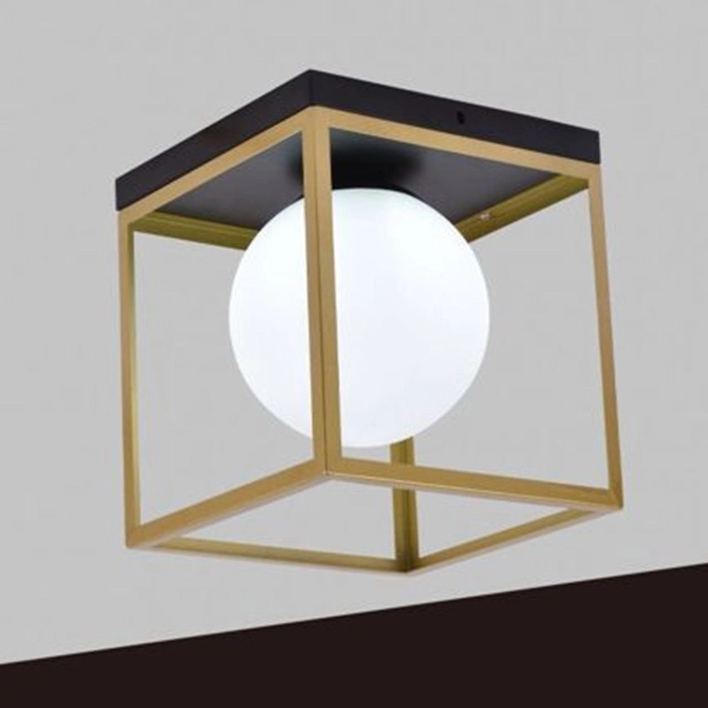 Trade Shop - Plafoniera Da Soffitto Lampada In Metallo Nero Bronzo Con Sfera In Vetro G9 C76-1 -