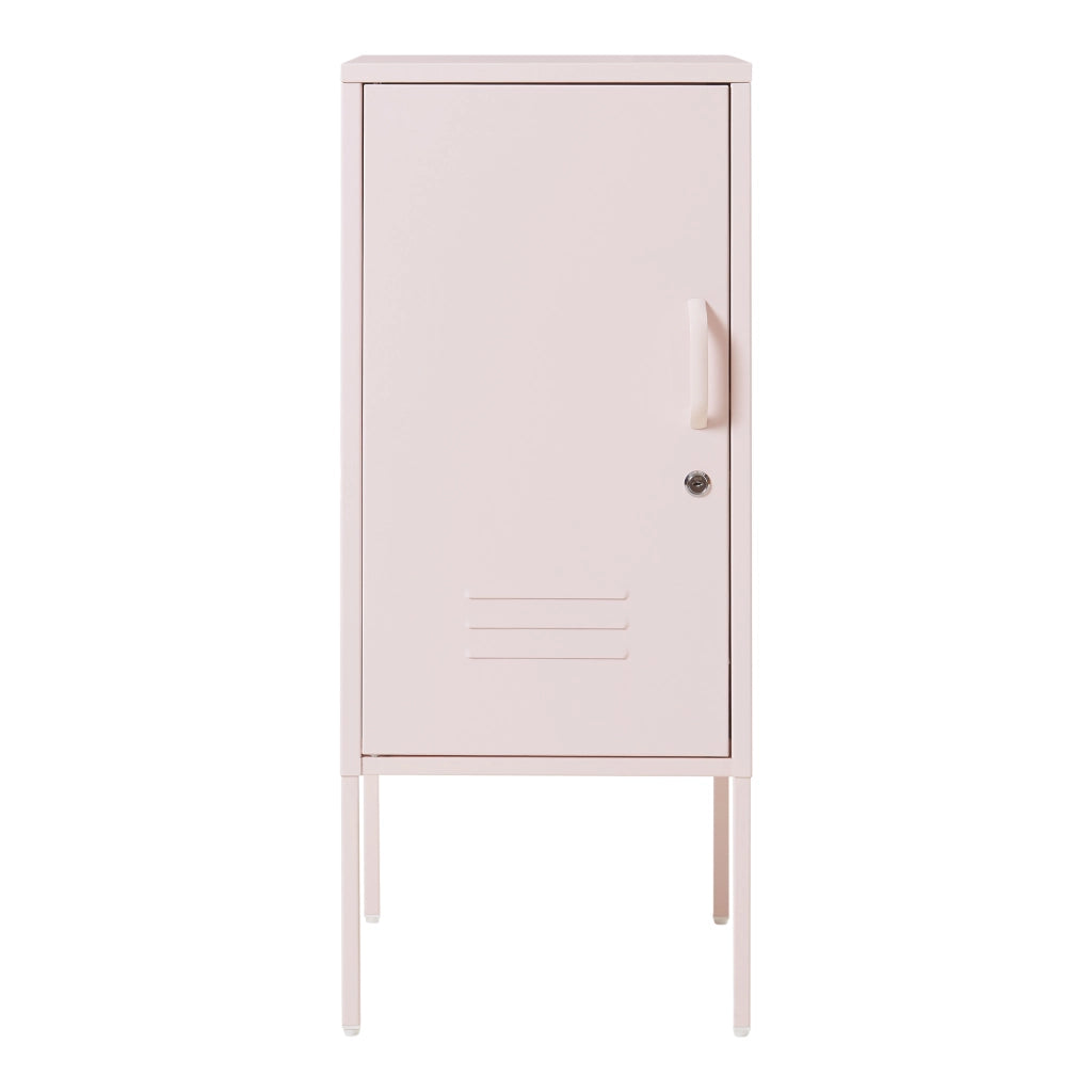 Armadietto Hausjärvi Comodino in Acciaio con Serratura - Rosa [en.casa]