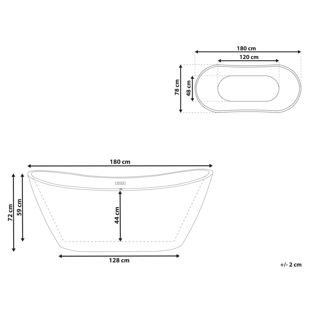Bagno bianco con argento sanitario acrilico singolo 180 x 78 cm autoportante moderno