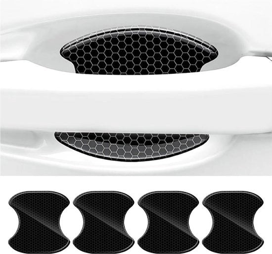 4 pezzi di adesivi universali protettivi per maniglie di portiera auto resistenti all'acqua - riflettenti - 8 x 8 cm.