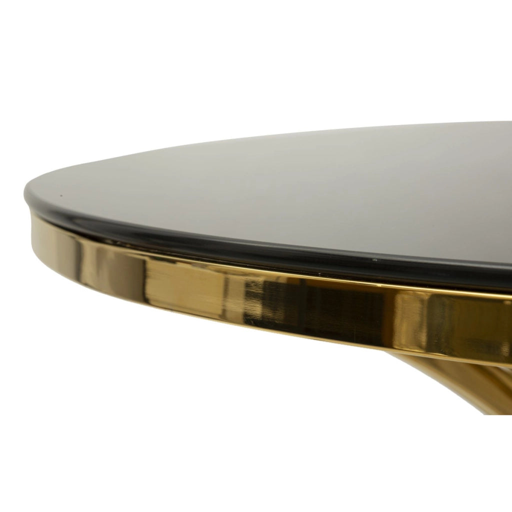 Tavolo VKH877, Oro, Vetro, 100x100x80 cm