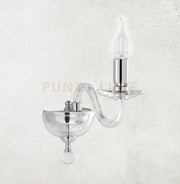 APPLIQUE 1306 1 LUCE TRASPARENTE E CROMO ATTACCO E14 H.20CM
