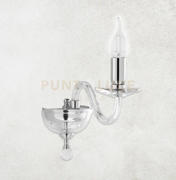 APPLIQUE 1306 1 LUCE TRASPARENTE E CROMO ATTACCO E14 H.20CM