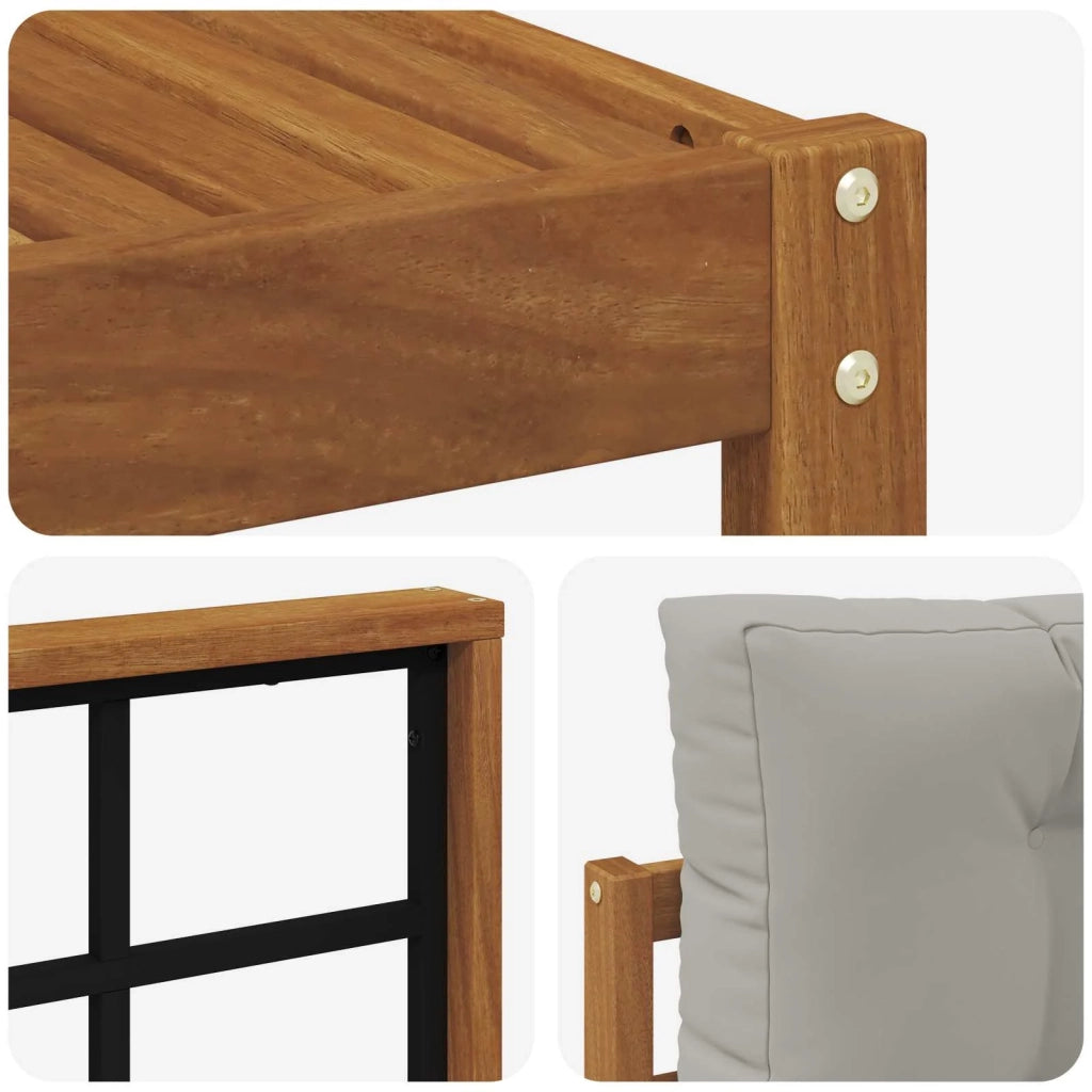 Set di divani da esterno 8 pcs Grigio Naturale e Chiaro