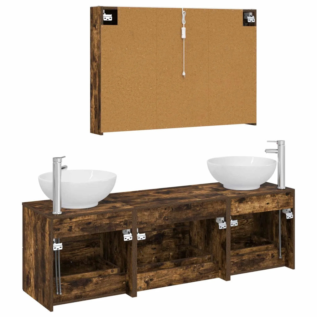 Set di mobili per il bagno 4 pcs Rovere Fumo 3406947