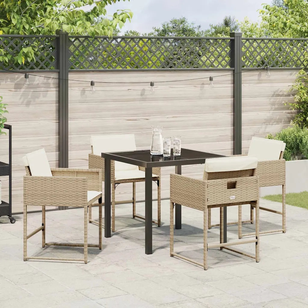 Set da Pranzo per Giardino 5 pcs Beige polyrattan