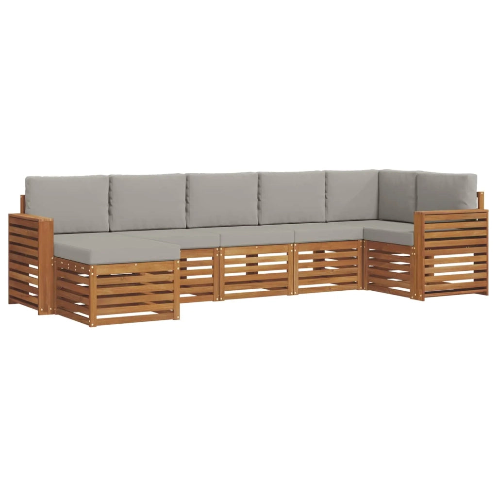 Set divano sezionale con cuscino 7 pcs Grigio Naturale e Chiaro