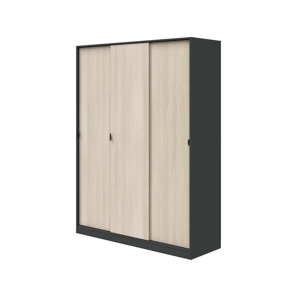 Armadio Camera da Letto Senales, Guardaroba 3 Ante 4 Ripiani, 50x150 cm Grigio Antracite