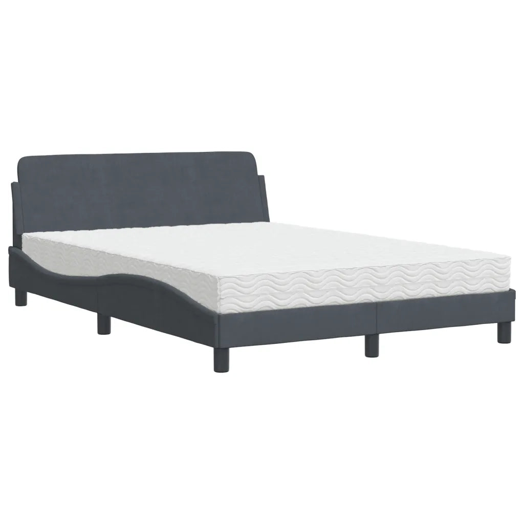 Letto con Materasso Dover Grigio Scuro 140x190 cm in Velluto 3208392