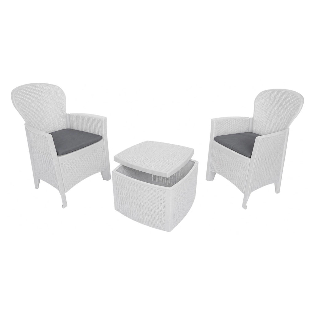 Salottino Outdoor Anny, set Salotto da Esterno 2 Posti Made in Italy, Bianco