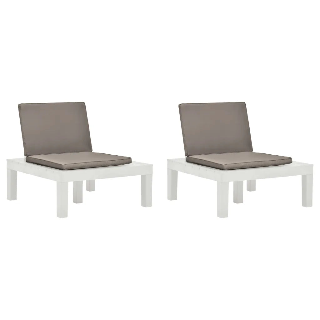 Sedie a Sdraio da Giardino e Cuscini 2 pz in Plastica Bianche cod mxl 23297