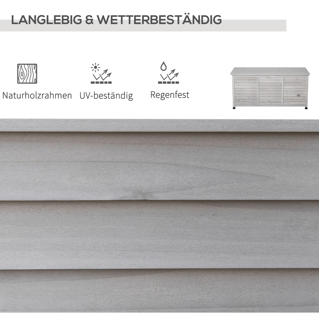 Mobile contenitore da giardino con coperchio apribile e piedini antiscivolo, per esterni, grigio chiaro 127 × 56 × 60 cm